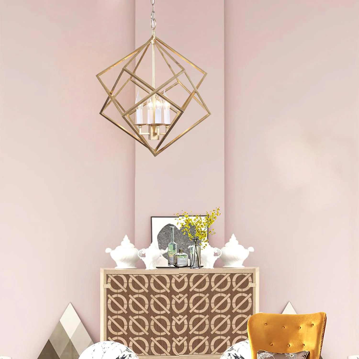 Подвесной светильник Voss Geometric - ∅54см х 64см, золотой