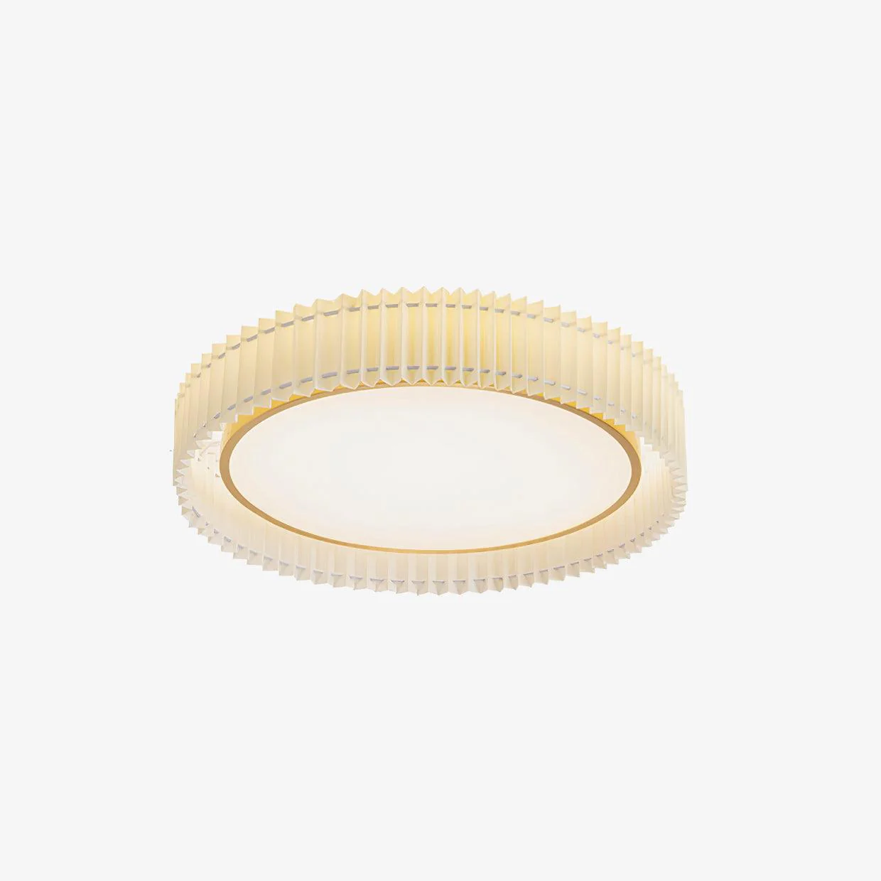 Потолочный светильник Round Pleated - ∅40см x 20см, золотой, бежевый, холодный свет