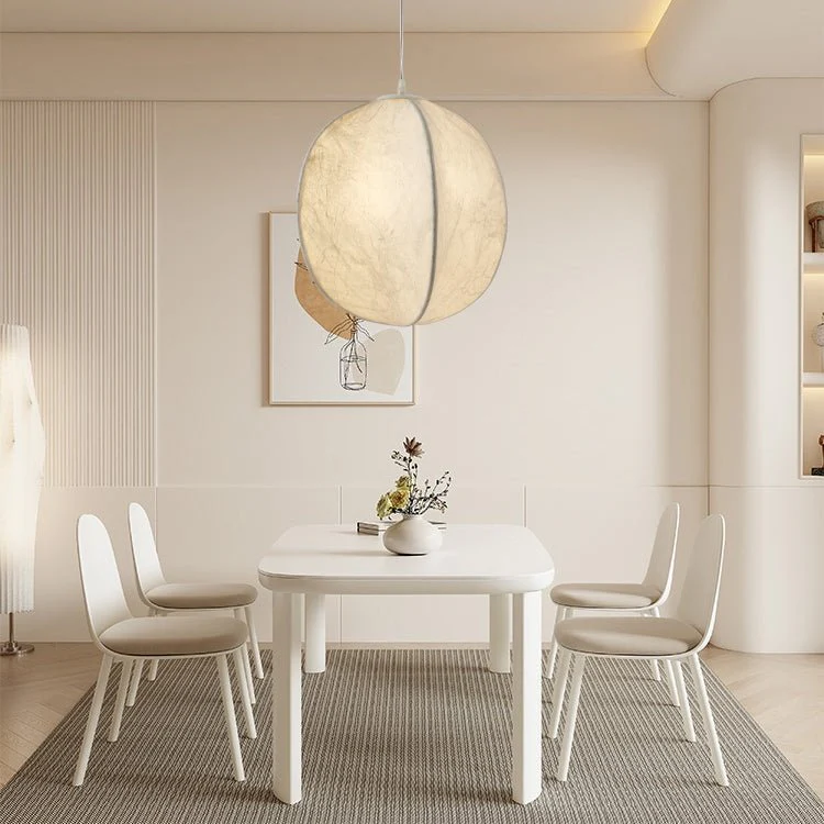 Подвесной светильник Lilian Silk Sphere - ∅31см x 61см, белый