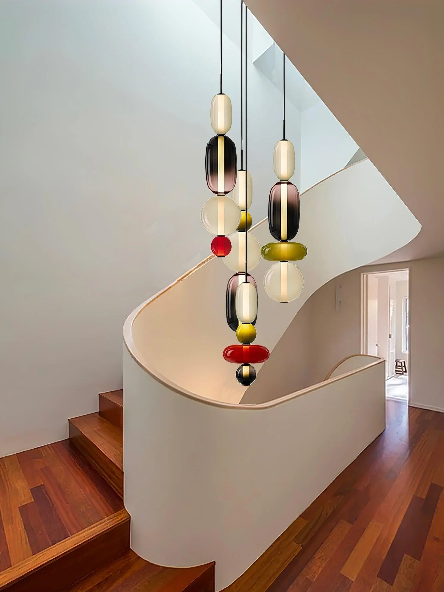Подвесной светильник Candied Glass - модель B, ∅16см x 55см, зеленый, теплый свет, диммер