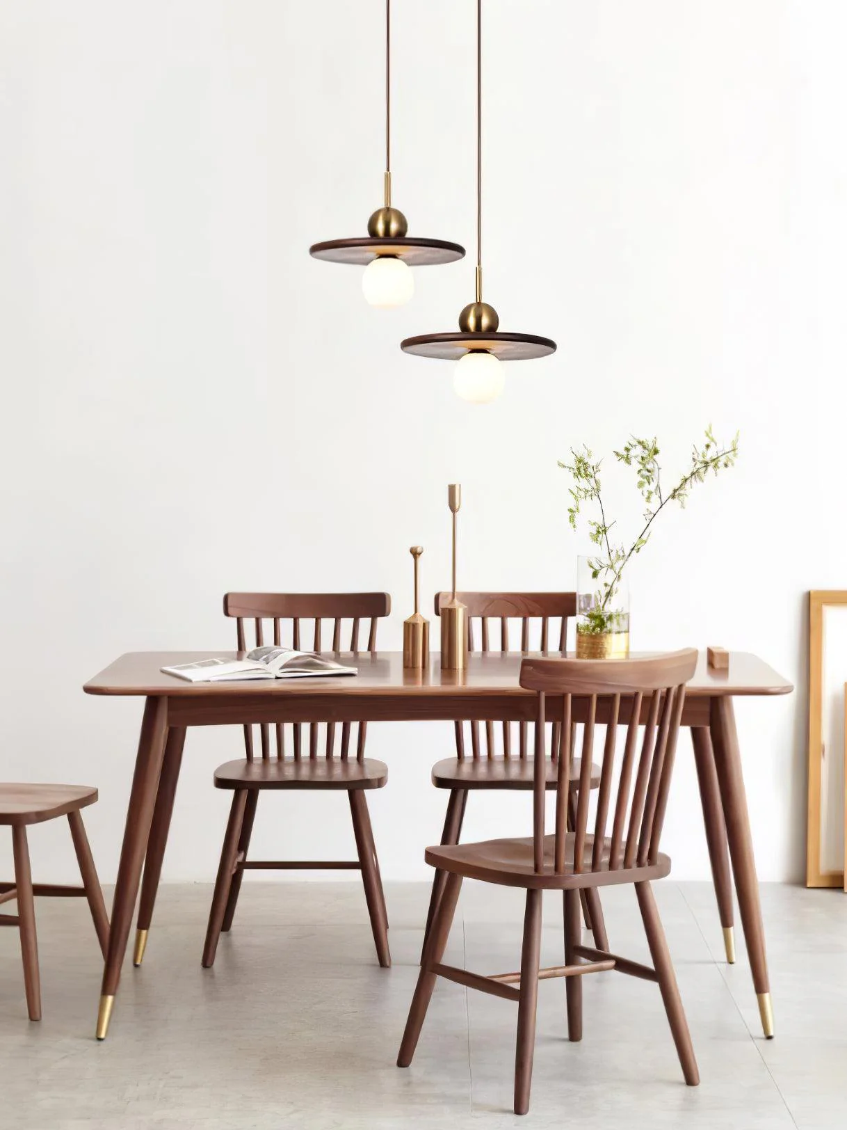 Подвесной светильник Flying Saucer Walnut - ∅30см x 15см, латунь, орех