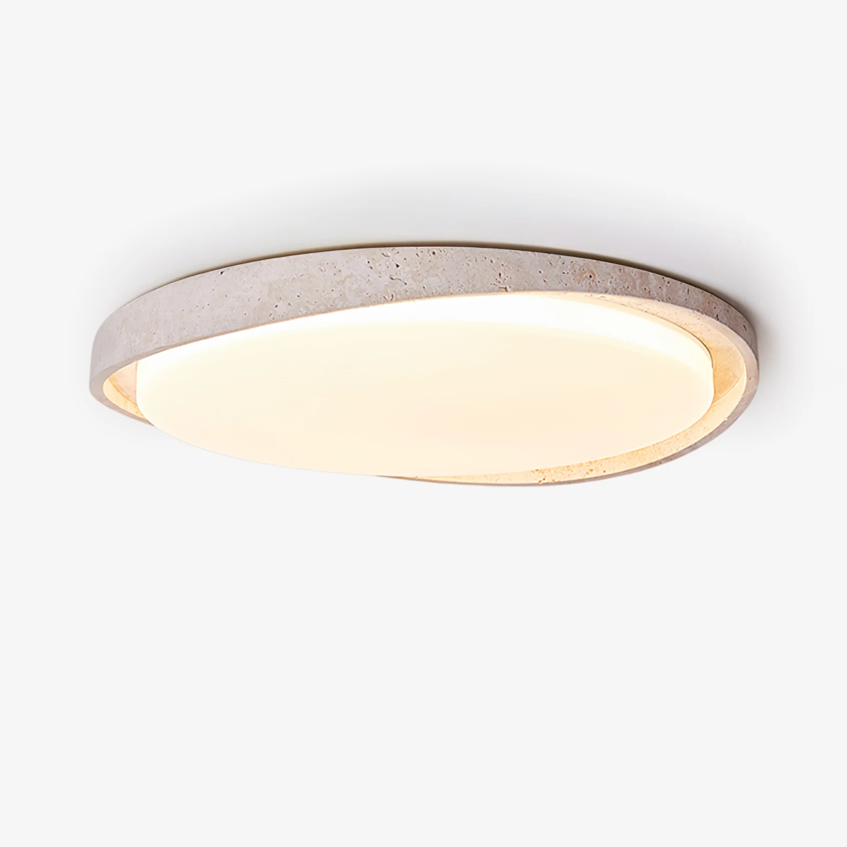Потолочный светильник Lumen Arc - ∅40см x 6см, желтый травертин, белый, теплый свет