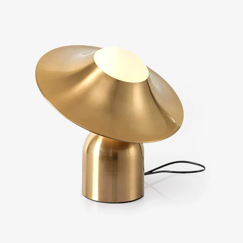 Bonbon Disc Table Lamp - ∅ 12.5″ x H 14.5″ / Dia 32cm x H 37cm / Gold+White / US plug