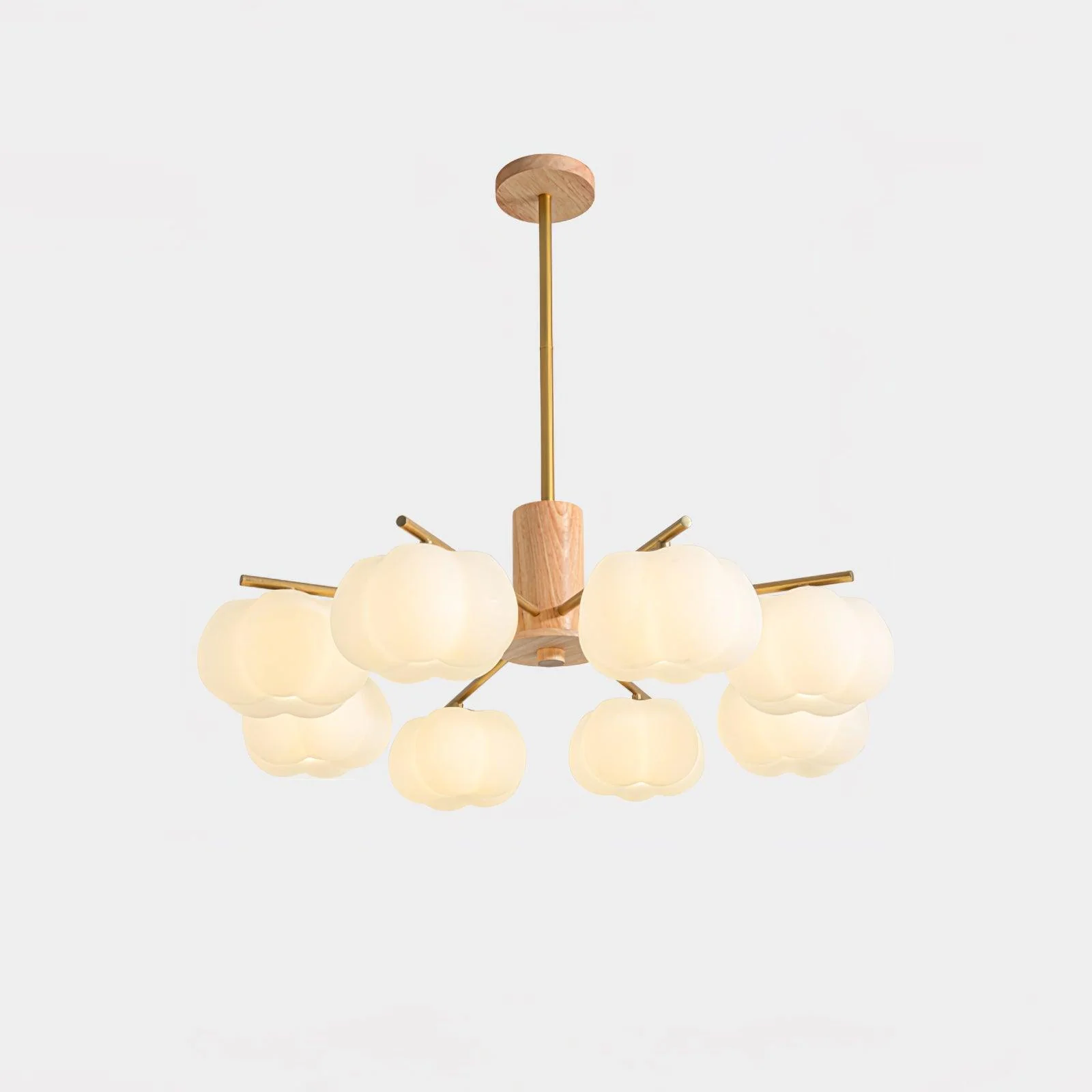 Люстра Wooden Cotton Balls - 5 плафонов ∅66см x 53см, дерево, золотой, белый