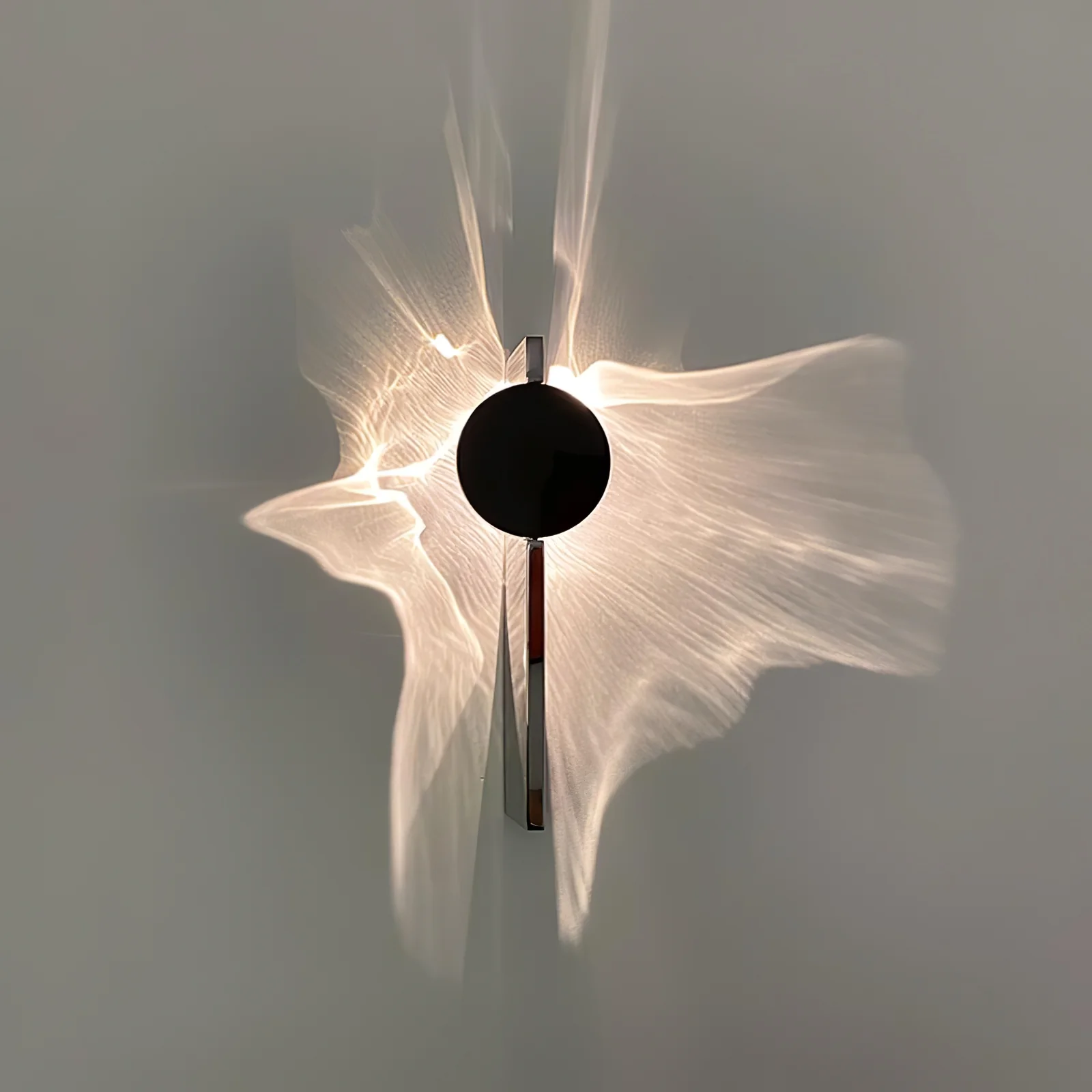 Creative Light And Shadow Wall Lamp - 2-Lights: ∅ 4.1″ x H 14.9″ Set of 2 / Chrome & Black / Warm Light