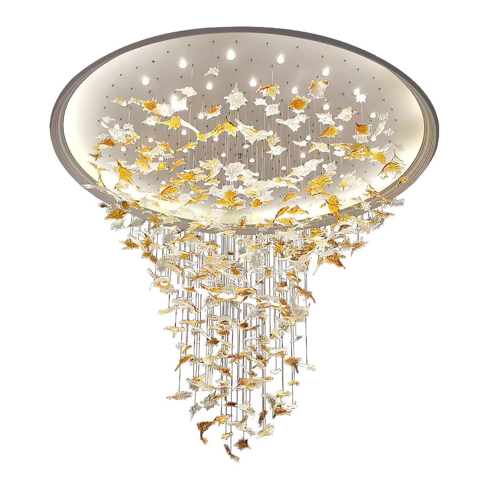 Люстра Multicolor Crystal Maple Leaf - 120см x 150см x 150см, синий, теплый свет