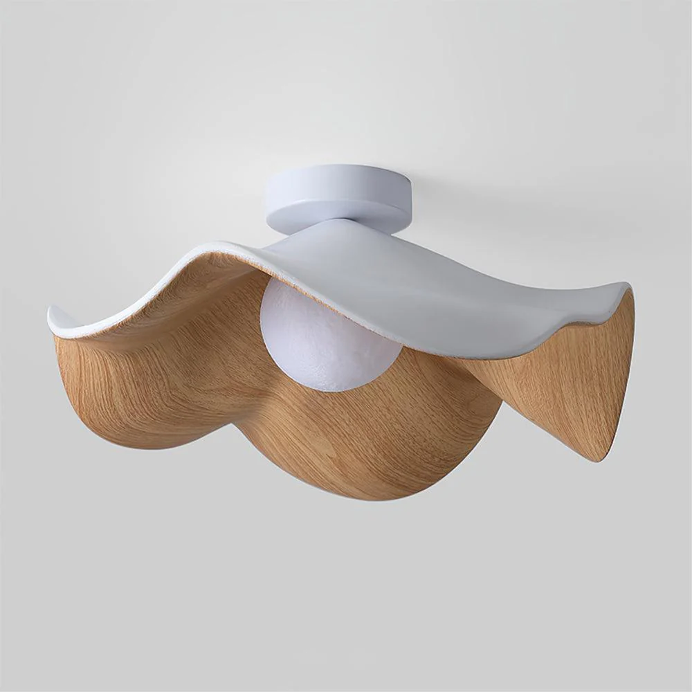 Потолочный светильник Lotus Leaf - ∅28см x 10см, белый, дерево