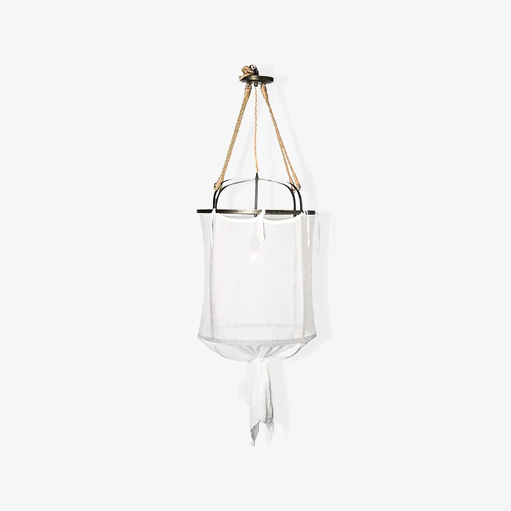 Подвесной светильник Provence Linen - ∅35см x 50см, медь, белый