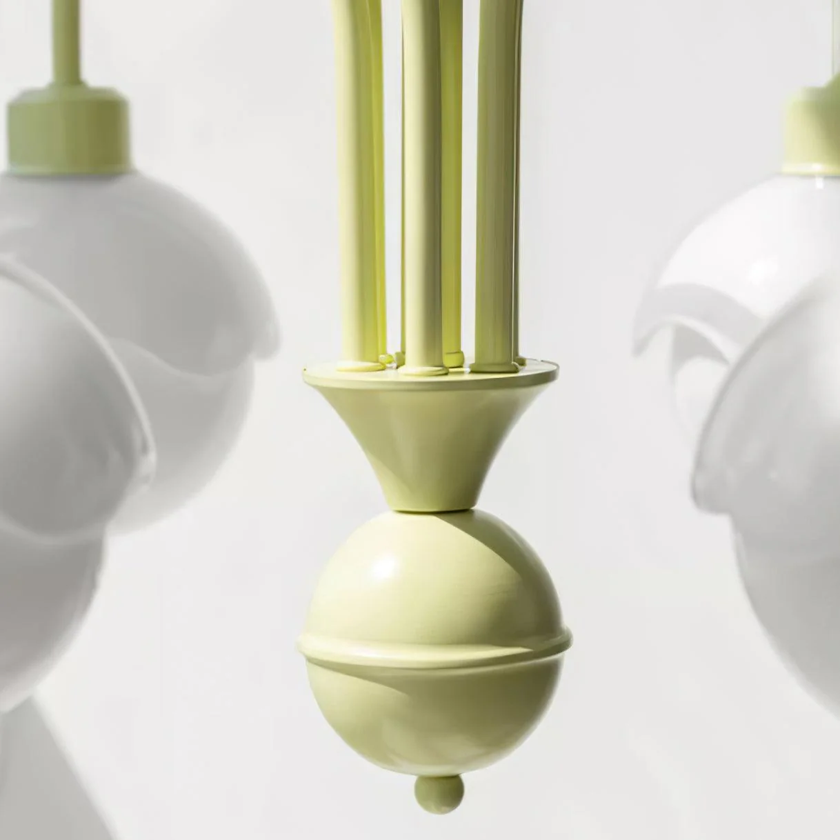 Люстра Creamy Lychee Matcha - 6 плафонов ∅62см x 54см, матча, белый, стекло