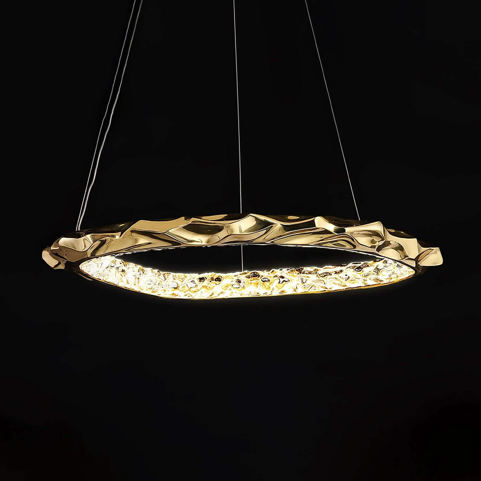 Подвесной светильник Resin Circlet Brass - ∅48см x 150см, латунь, прозрачный, теплый свет