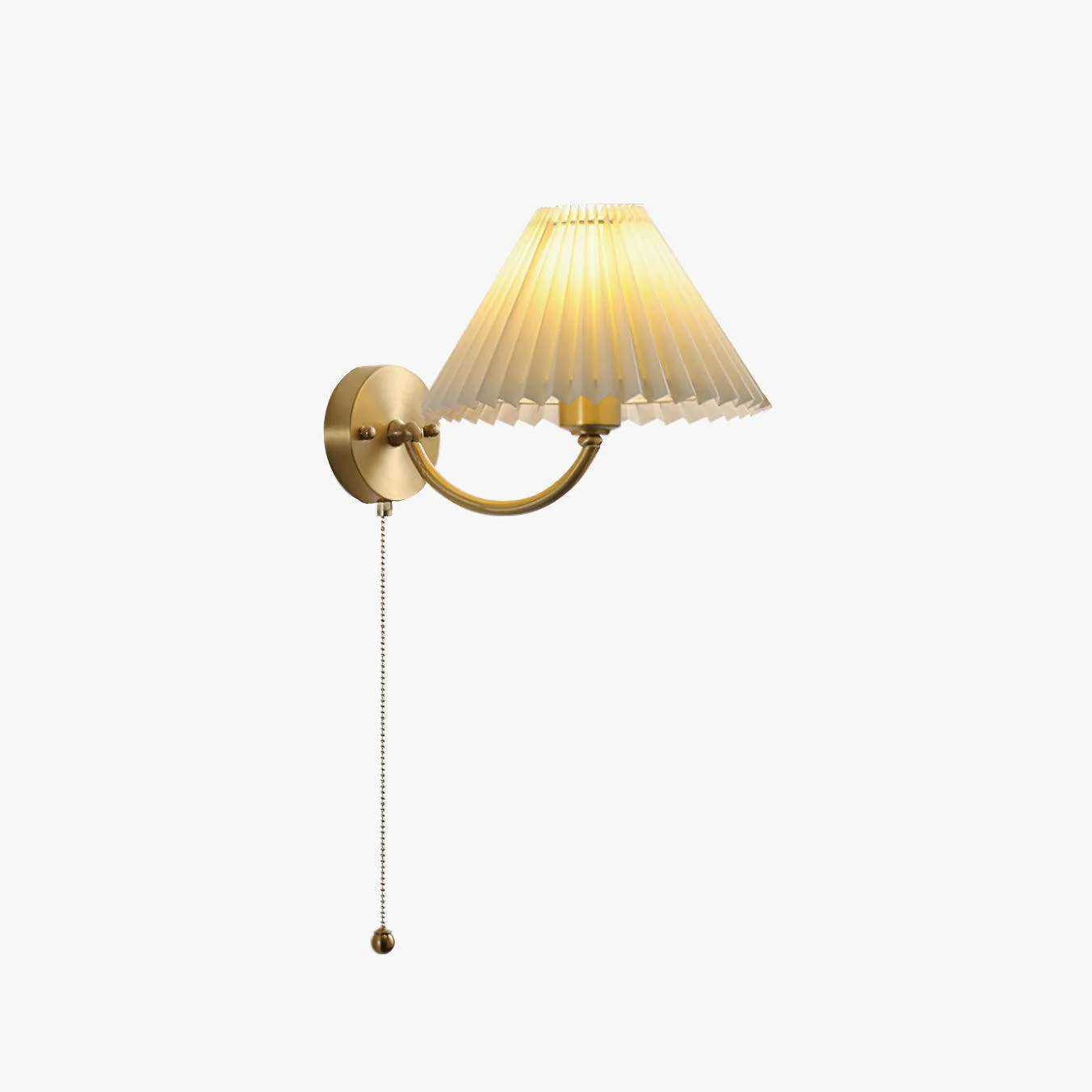 Pleated Wall Lamp - Set of 2 / Gold+White Fabric