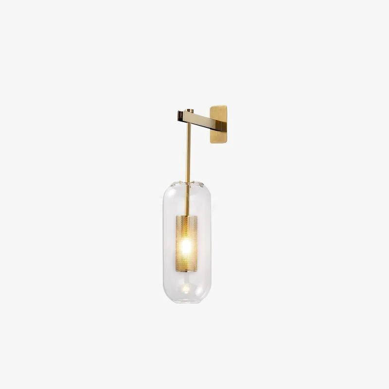 Vadim Glass Wall Lamp - ∅ 9.8″ x H 23.6″ / Dia 25cm x H 60cm Set of 2 / Black & Clear glass