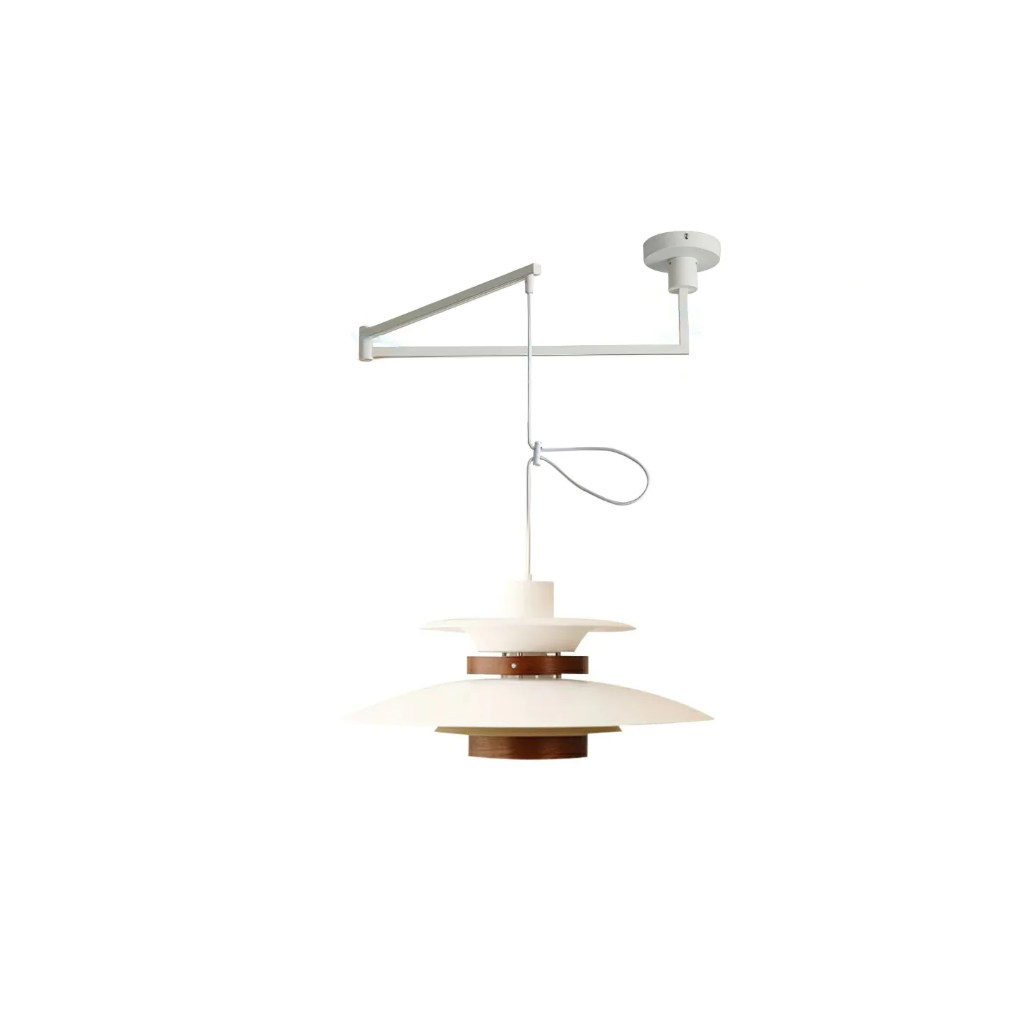 Подвесной светильник Mercero Swing Arm - ∅35см x 20см, бежевый, орех