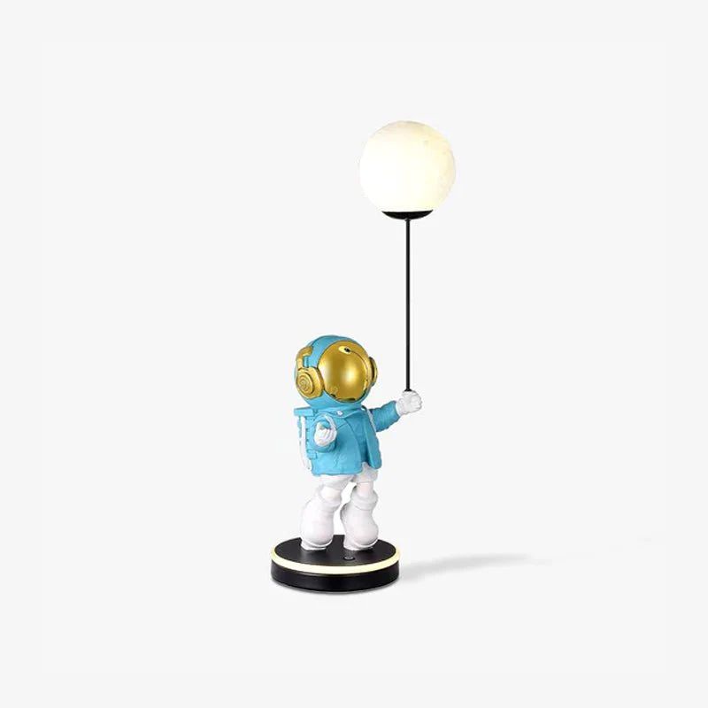 Astronaut and Planet Lamp - Model B Silver / AU plug / Warm Light