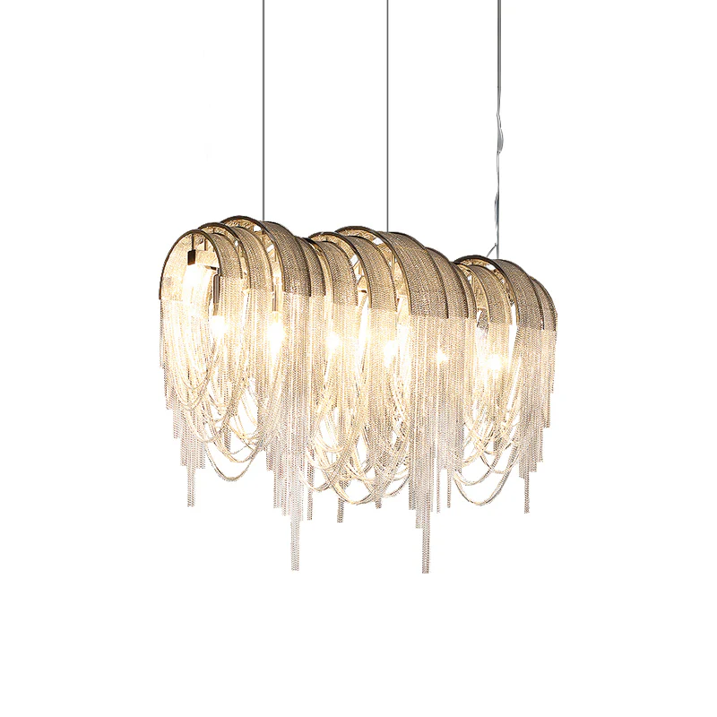 Люстра Length Chains - длинная, 181см x 42см x 78см, розовое золото