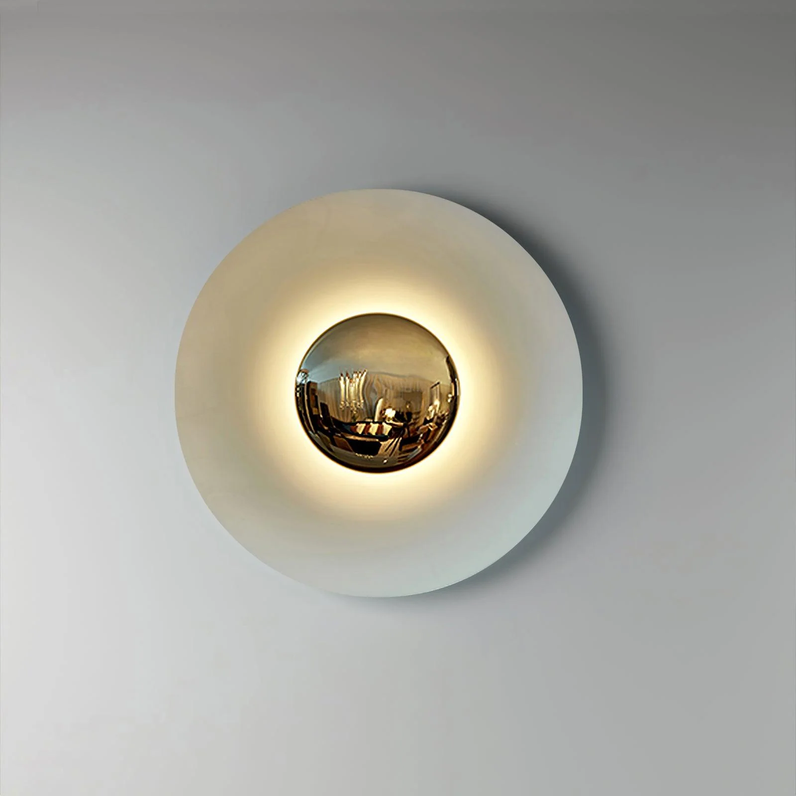 Simplicity Glow Wall Light - ∅ 15.7″ x H 15.7″ Set of 2 / White & Antique copper / Warm Light