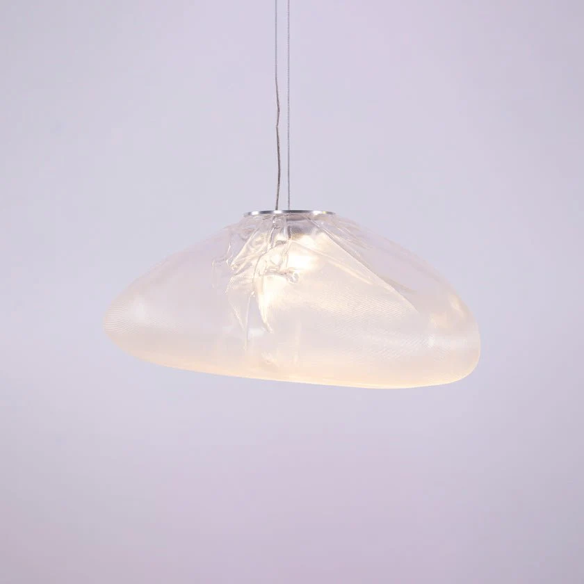 Подвесной светильник Blown Glass Mesh - 20 подвесов, круглое крепление, ∅20см, белый, стекло