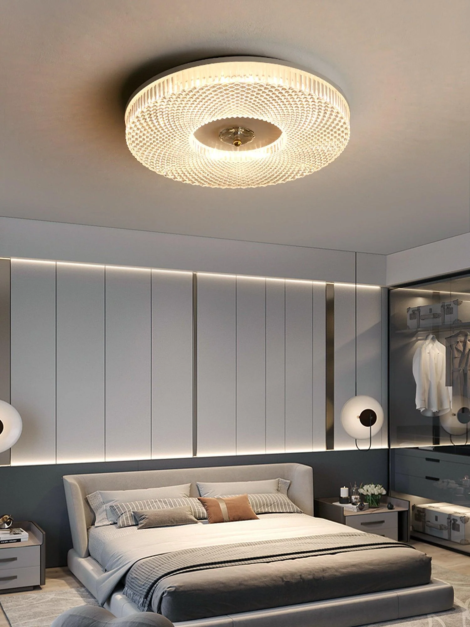 Потолочный светильник Ayla LED Flush Mount - ∅40см х 7см, белый, теплый свет