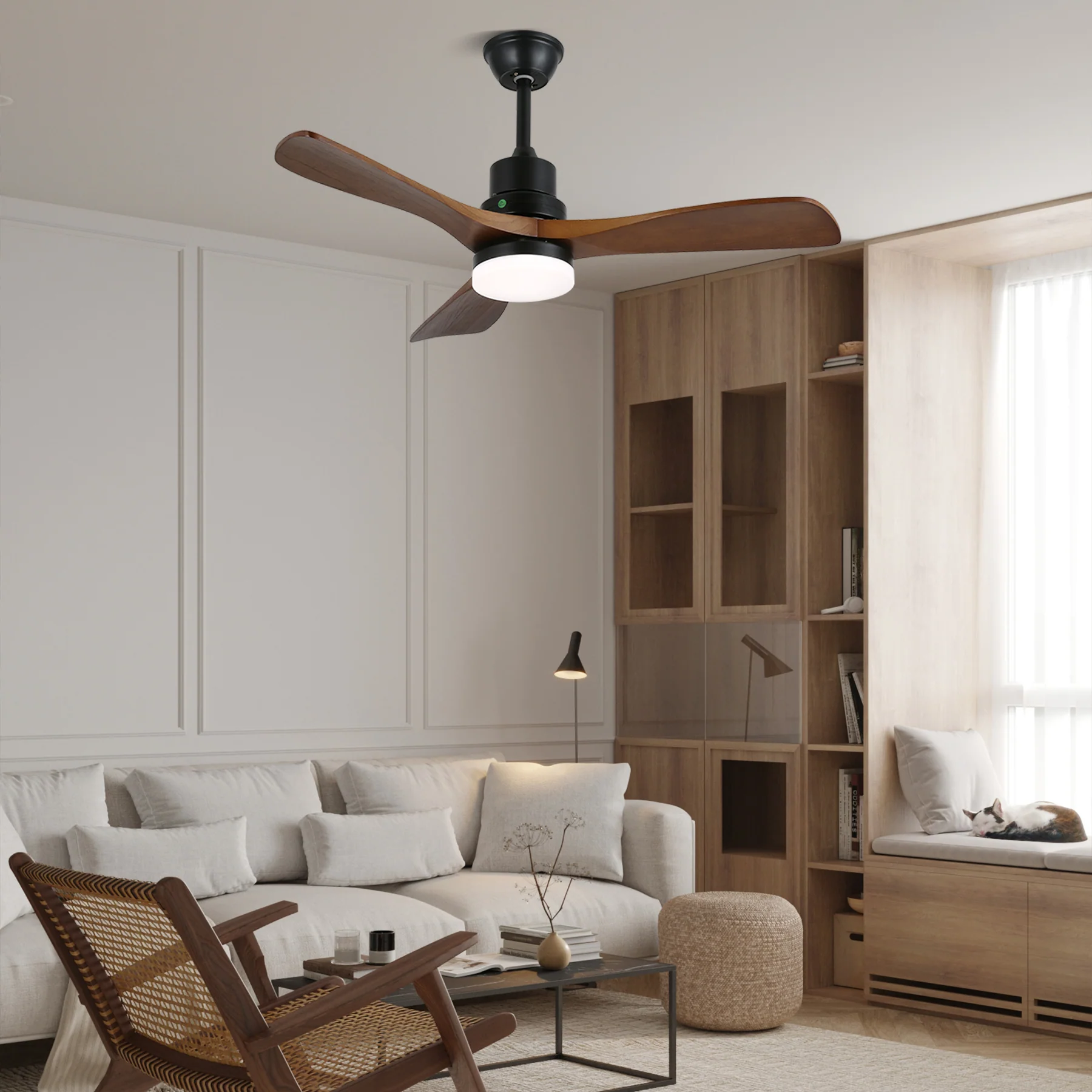 Потолочный светильник Breeze Master Wooden - модель A, ∅132см x 30см, никель, орех, 3000-6500К