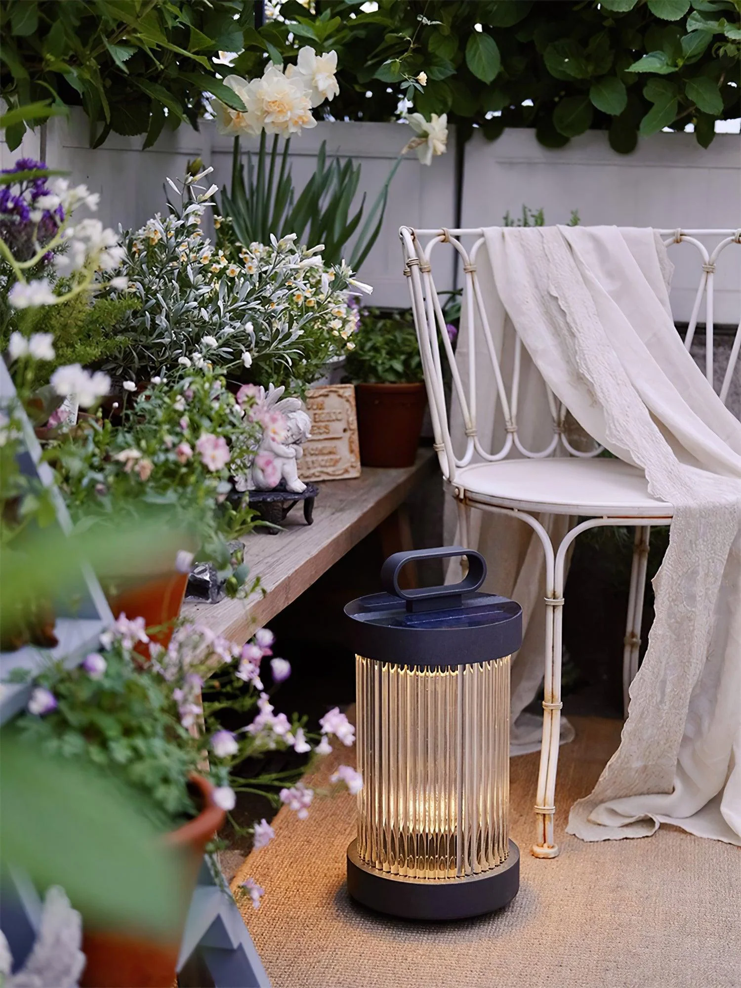 Садовый светильник Lantern - ∅30см x 120см, черный, прозрачный