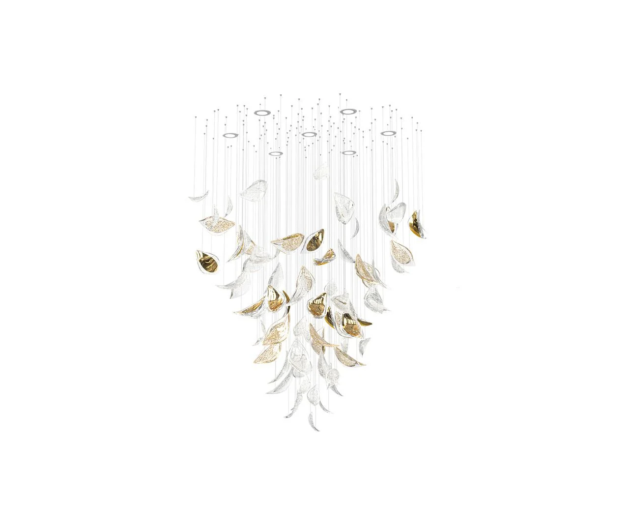 Люстра Floating Leaves - ∅120см x 200см, золотой, прозрачный, теплый свет