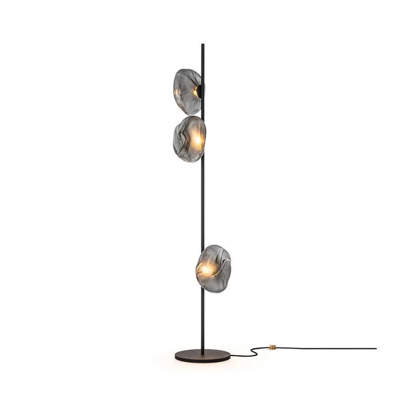 Glass Mesh Petals Floor Lamp - 6 heads ∅ 13.8″ x H 70.9″ / Dia 35cm x H 180cm / Gold+Smoke gray / UK plug