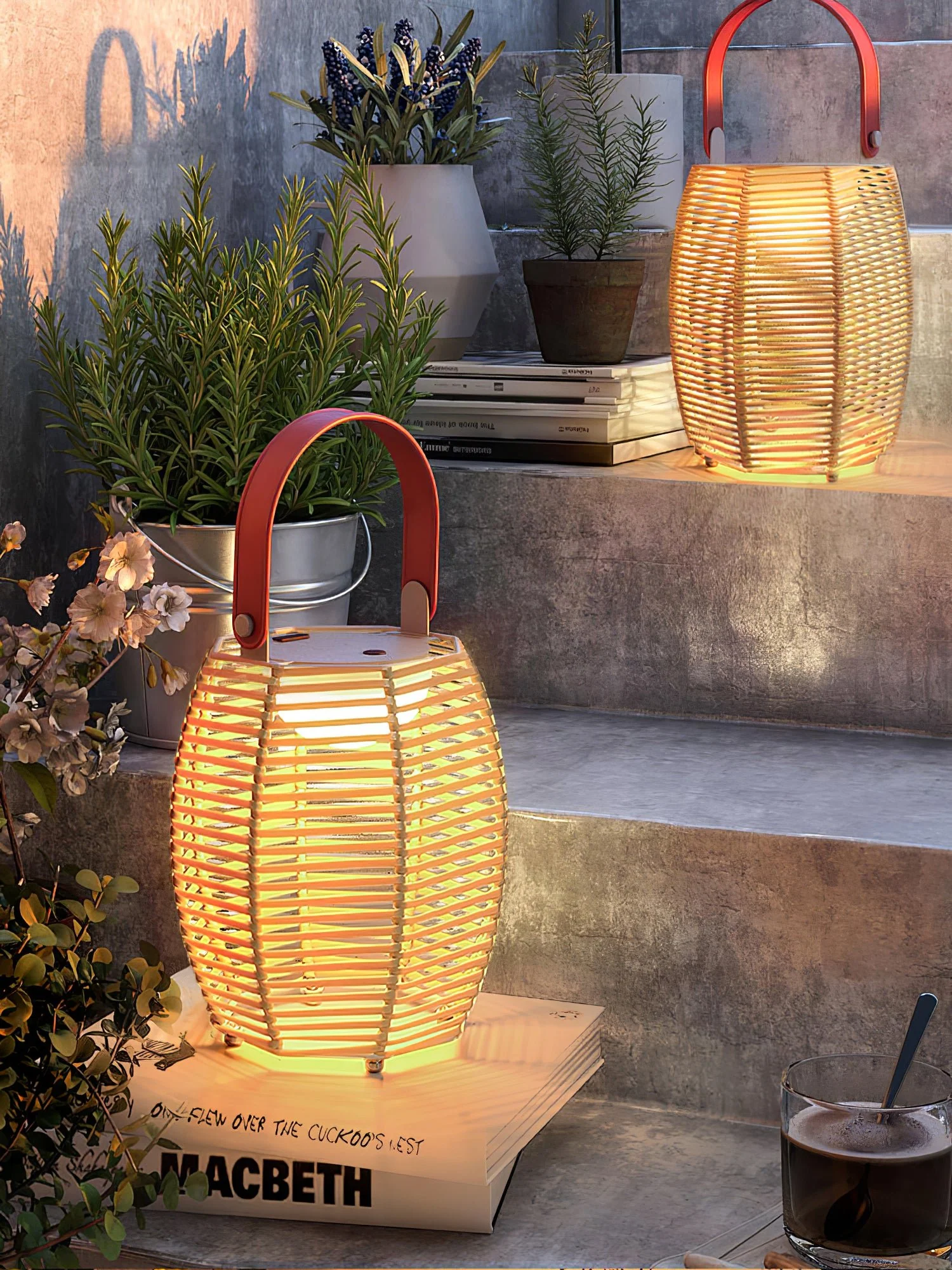 Настольный светильник Lantern Built-in Battery - ∅23см x 44см, желтый, белый, USB