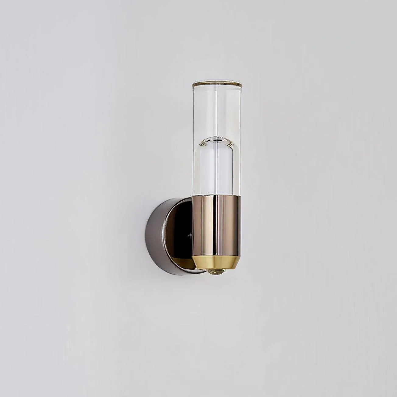 Настенный светильник Cylindrical Modern - ∅8см x 20см, черный, прозрачный, холодный свет