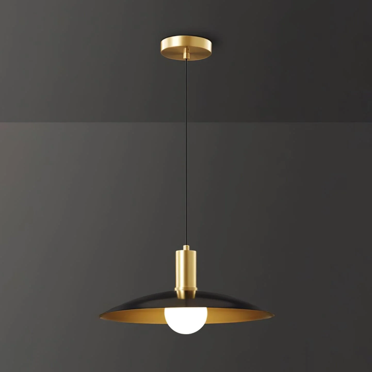 Подвесной светильник Brass Flared - ∅33см x 12см, черный, латунь