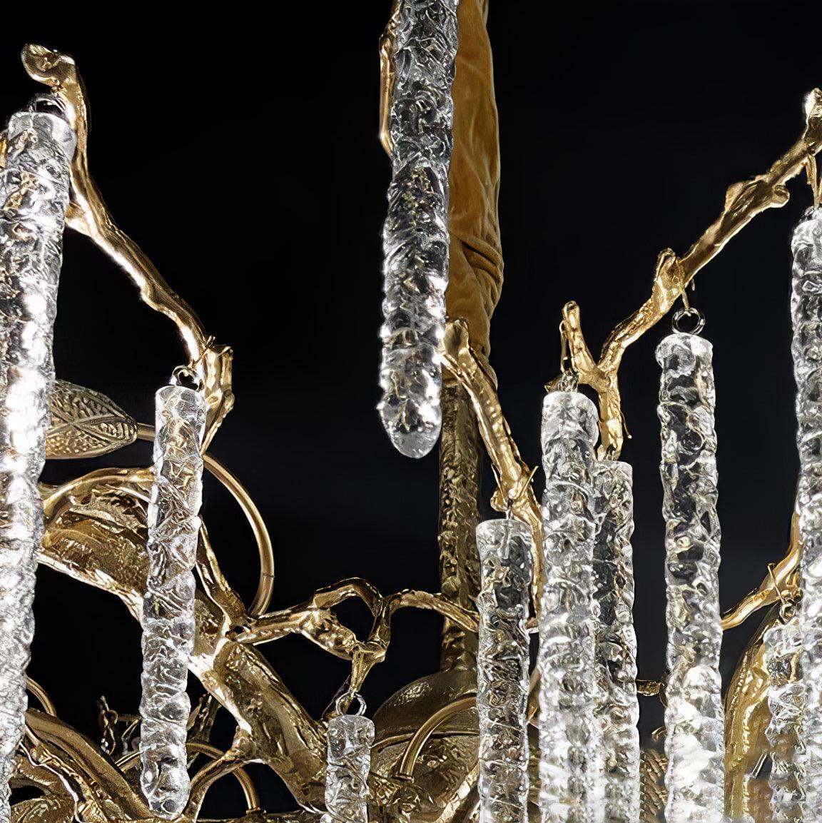 Люстра Crystal Icicles Branch Brass - ∅120см x 45см x 40см, латунь, прозрачный кристалл