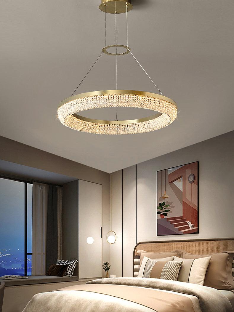 Люстра Round Ring Crystal - 90см x 35см x 7см, золотой, теплый свет