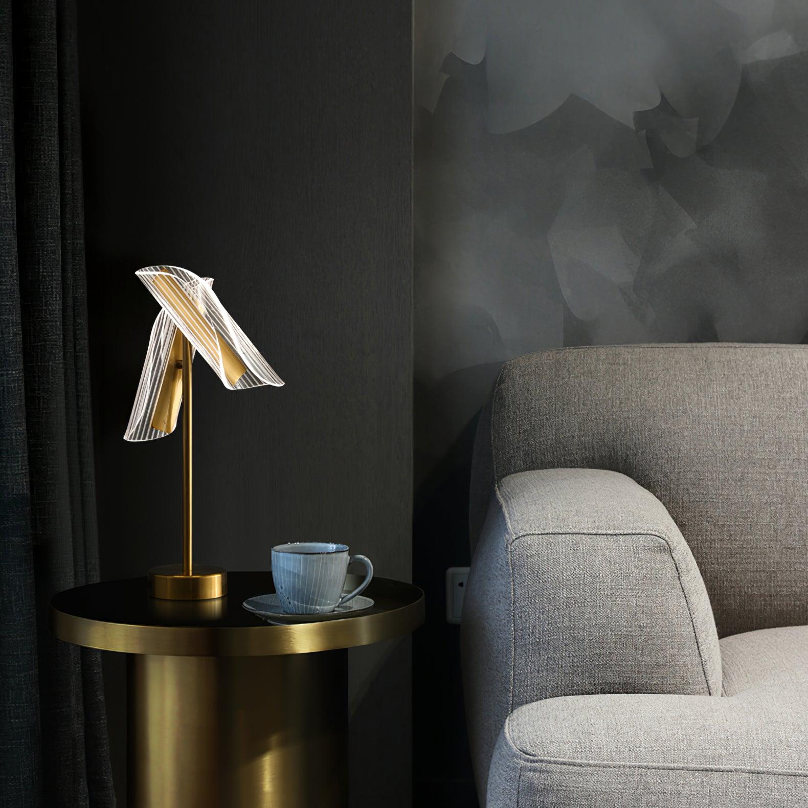Flame Table Lamp - ∅ 6.6″ x H 21.6″ / Dia 17cm x H 55cm / Gold / AU plug