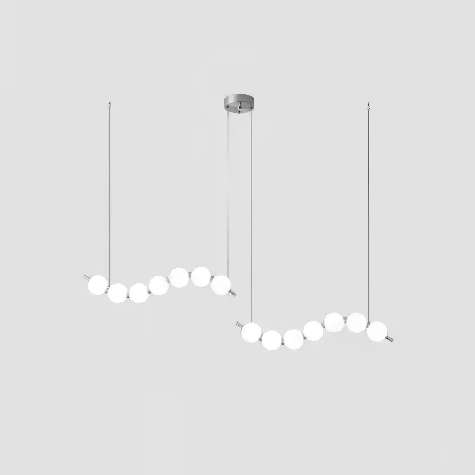 Люстра Acrylic Pearl Necklace - ∅70см x 200см, латунь, белый, теплый свет