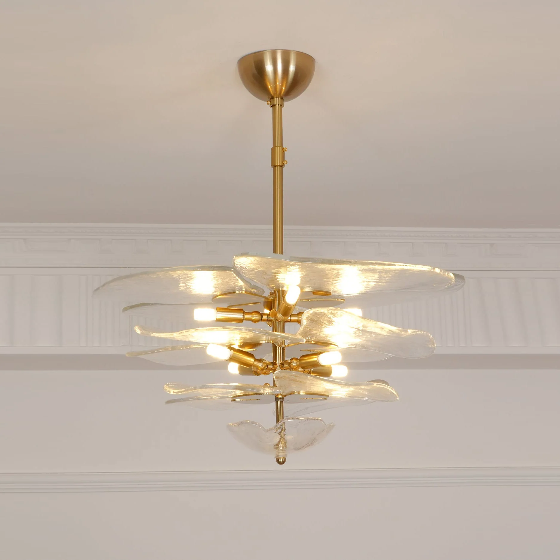 Люстра Petals Gold Murano - 4 яруса ∅67см x 29см, янтарь, золотой