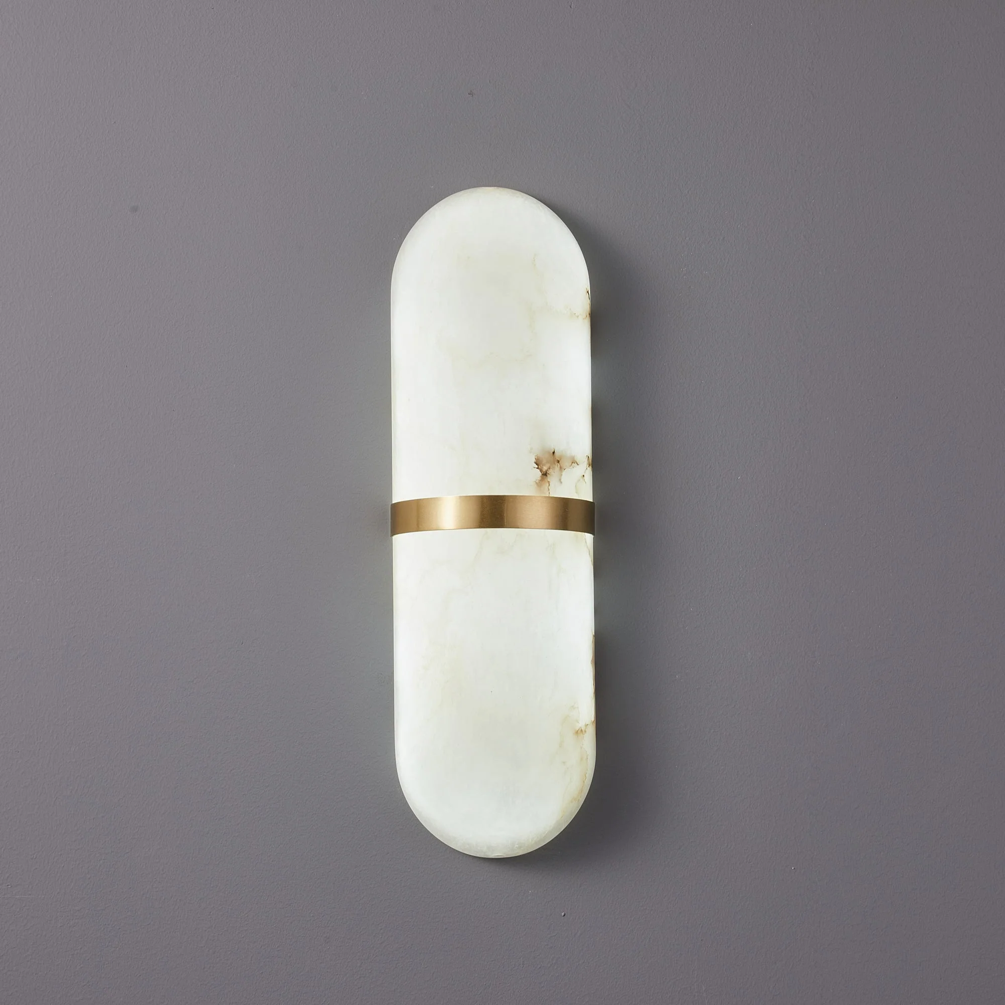 Alabaster Pill Wall Light - ∅ 4.7″ x H 15.7″ / Black & Warm Light / Set Of 2