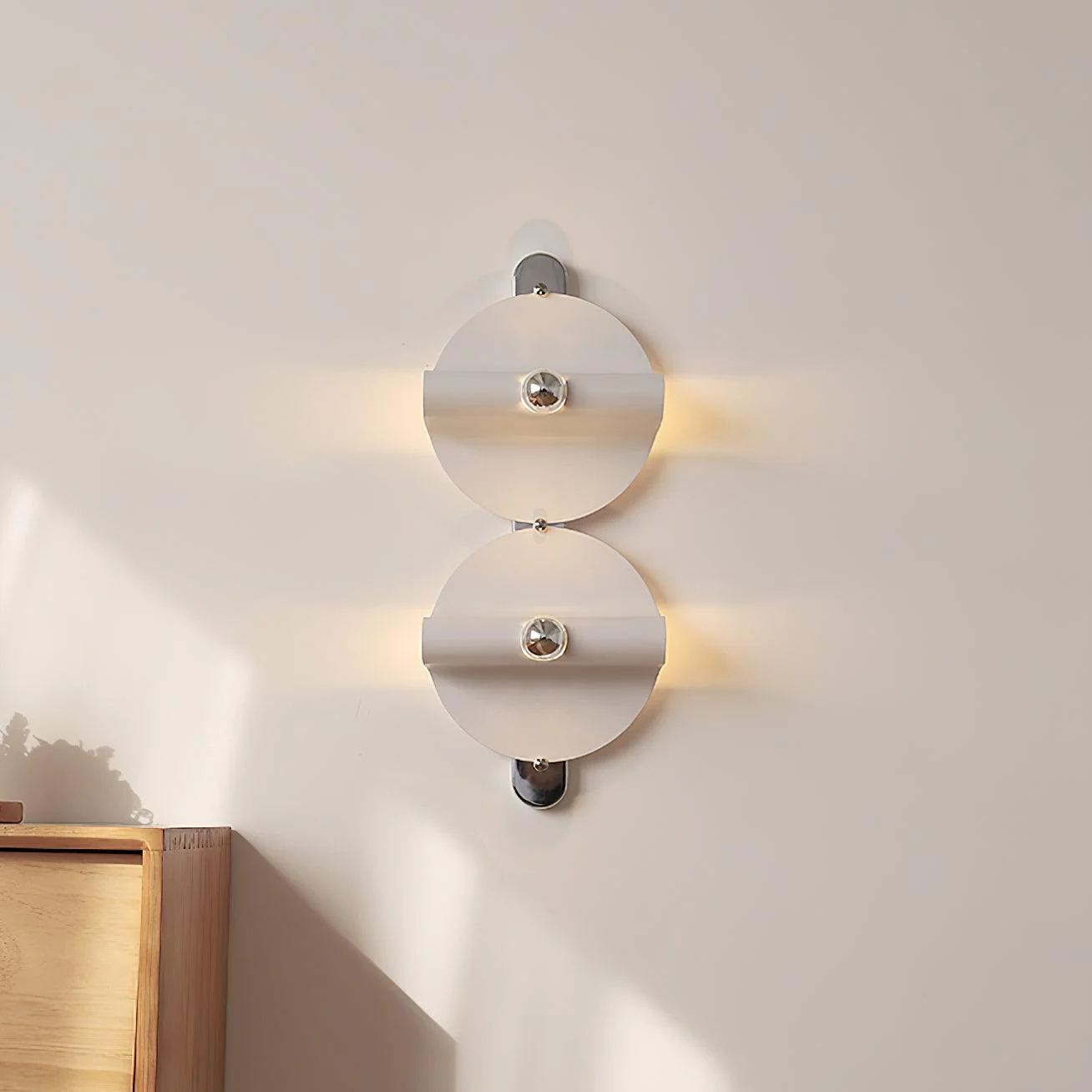 Space Wall Lamp - L 9.4″ x W 6.7″ x H 8.3″ Set of 2 / White & Chrome
