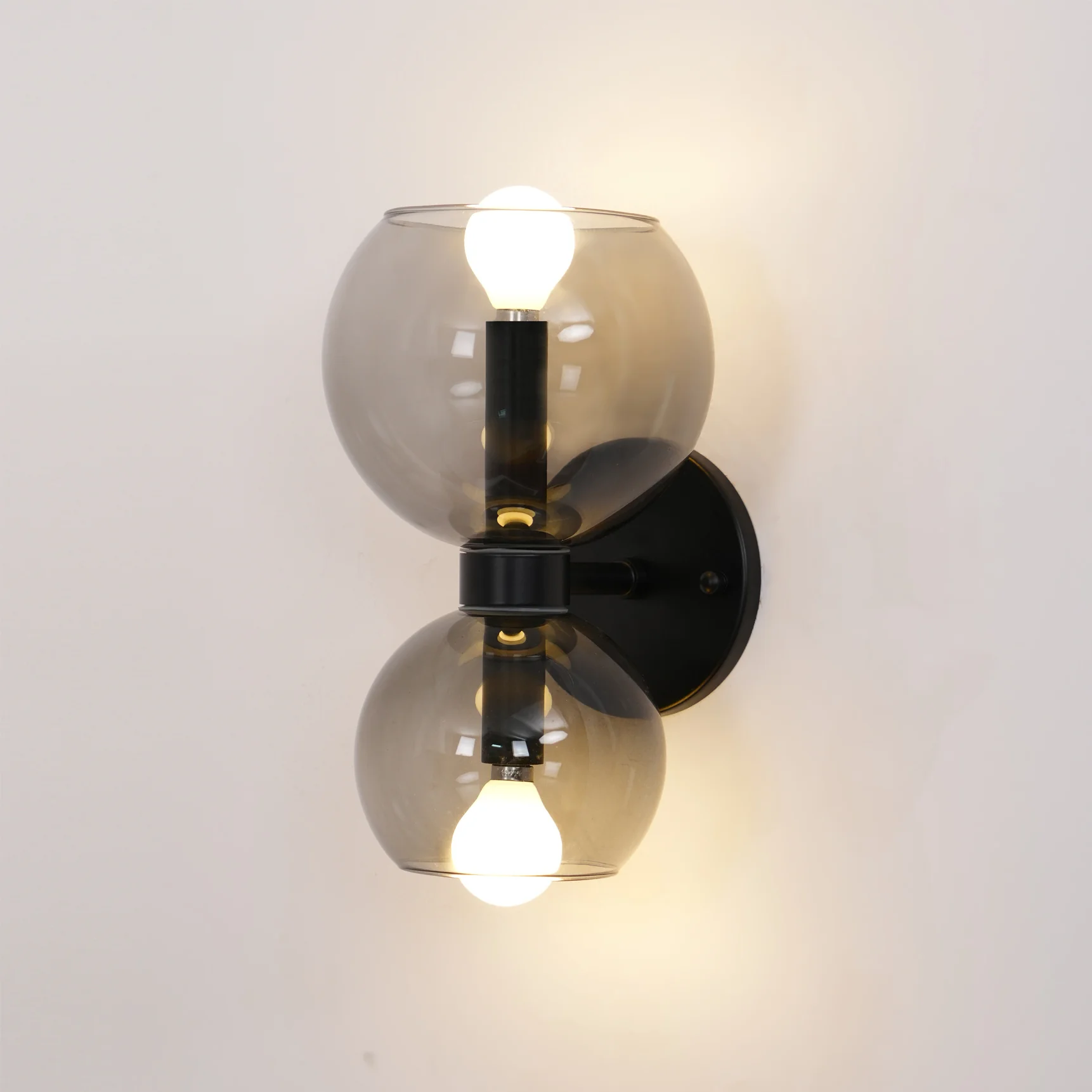 Round Pearl Sconce - Set of 2 / Brass / Smoke grey