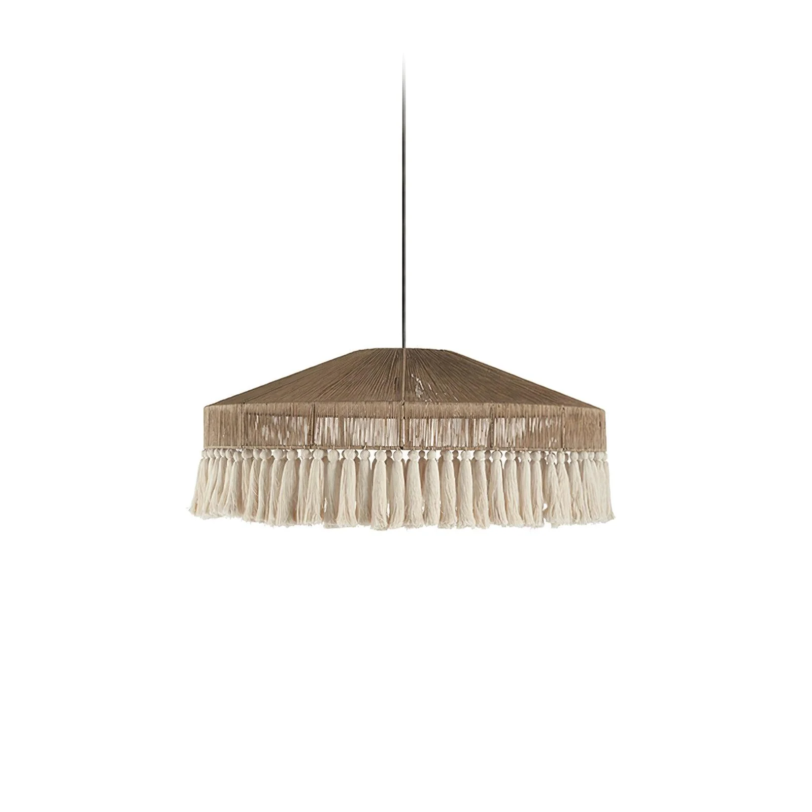 Подвесной светильник Bohemian Fringe - ∅60см x 26см, светло-коричневый, белый