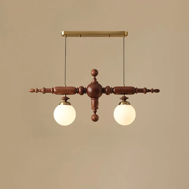 Люстра Cambridge Wooden - 4 источника света 139см x 41см, орех, золотой