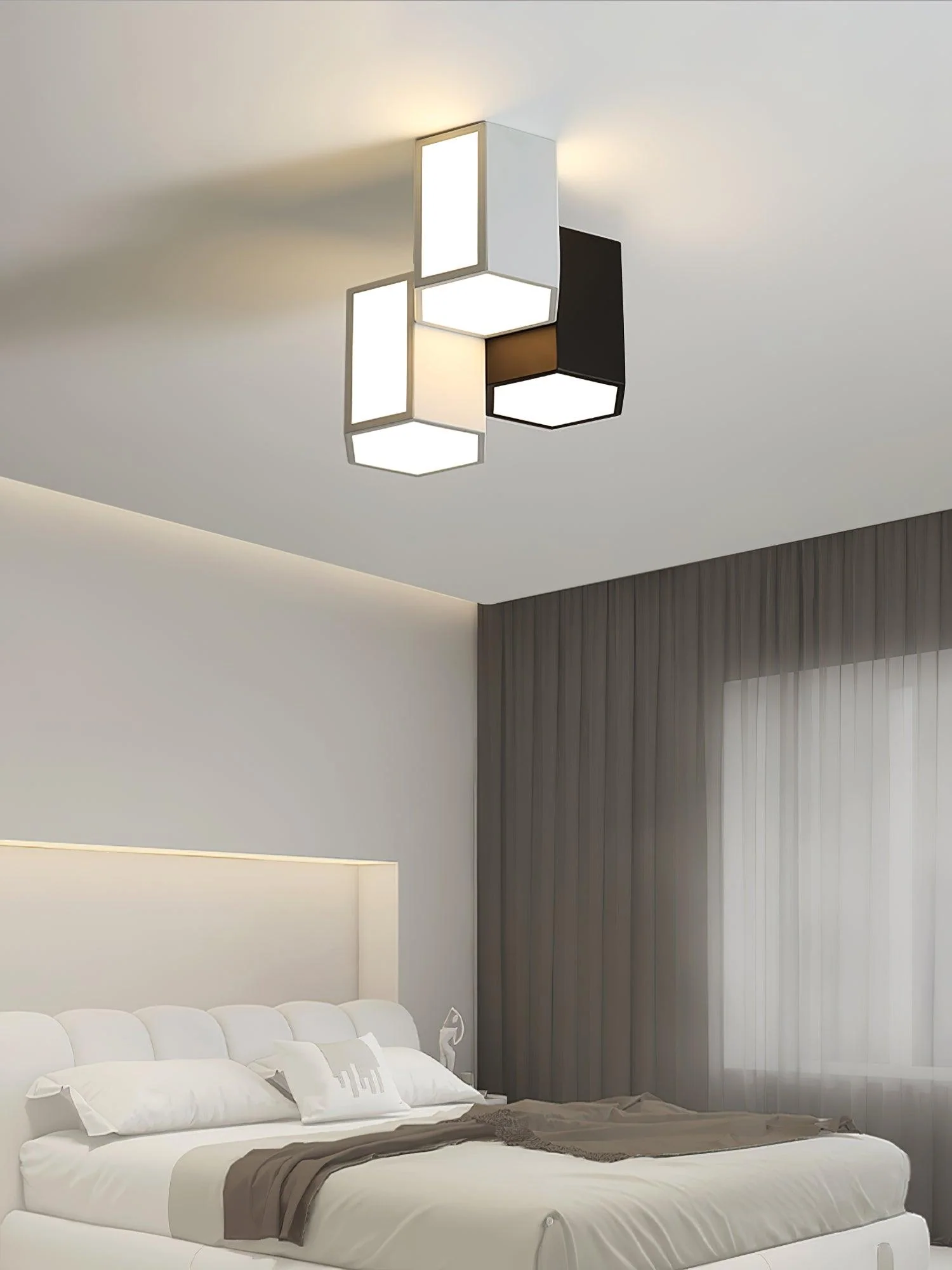 Потолочный светильник Geometric Collection - модель C, ∅30см x 25см, белый, черный, теплый свет