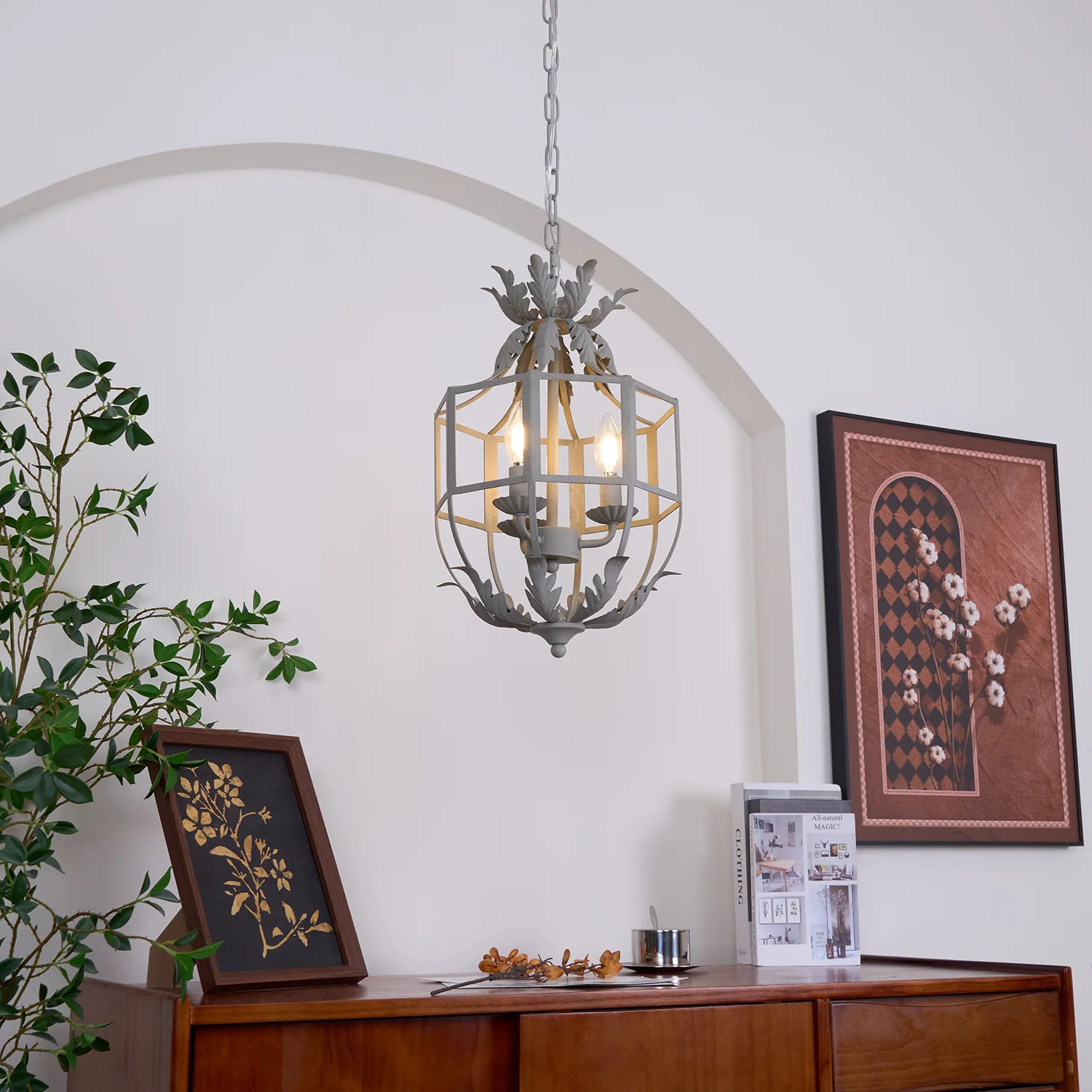 Люстра Lustre Retro Cage - ∅28см x 45см, серый