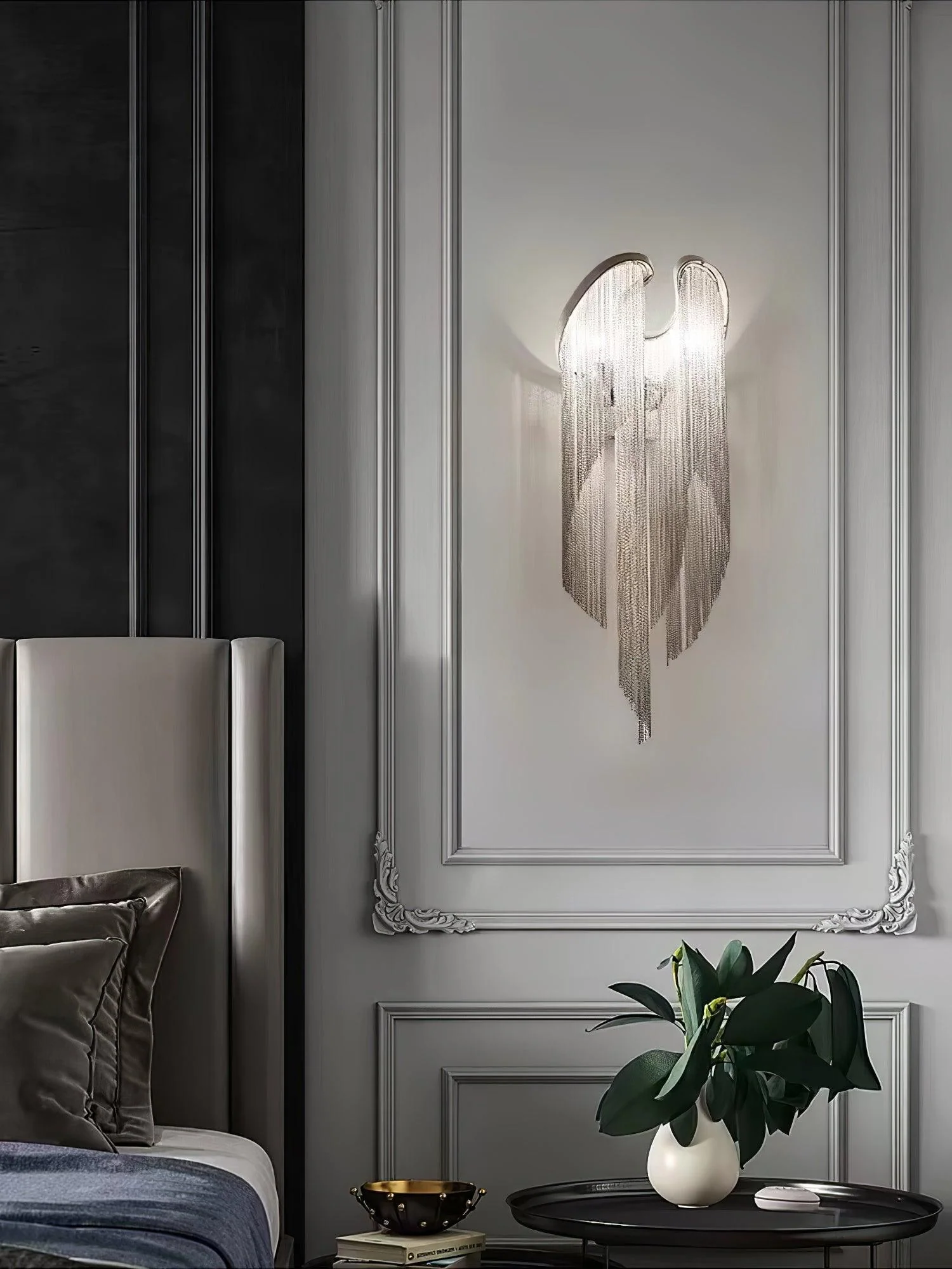 Chain Tassel Wall Lamp - Set of 2 / Silver