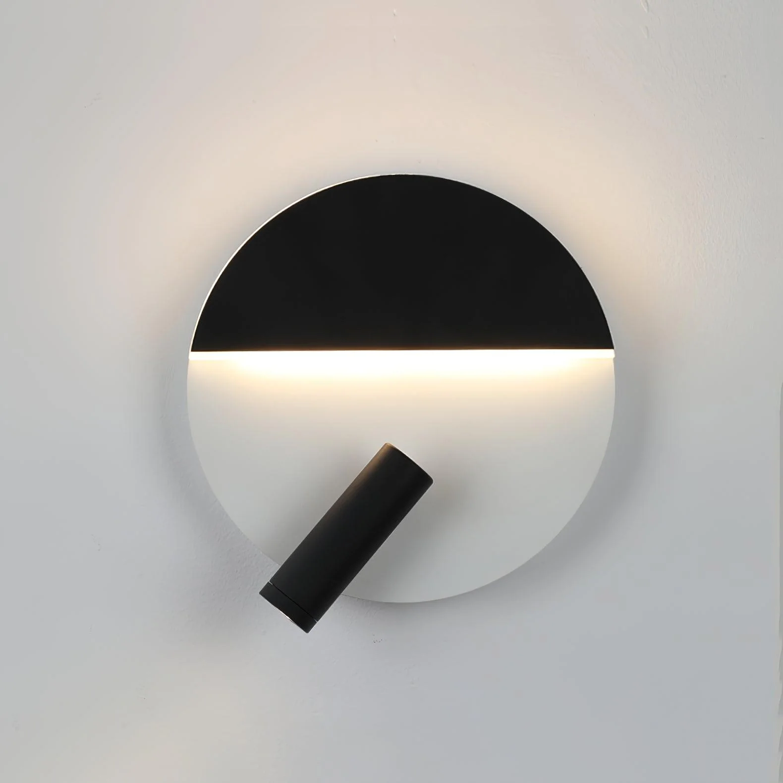 Kneeland Rotatable Wall Lamp - Set of 2 ∅ 7.1″ x H 7.1″ / Black+White / Warm Light