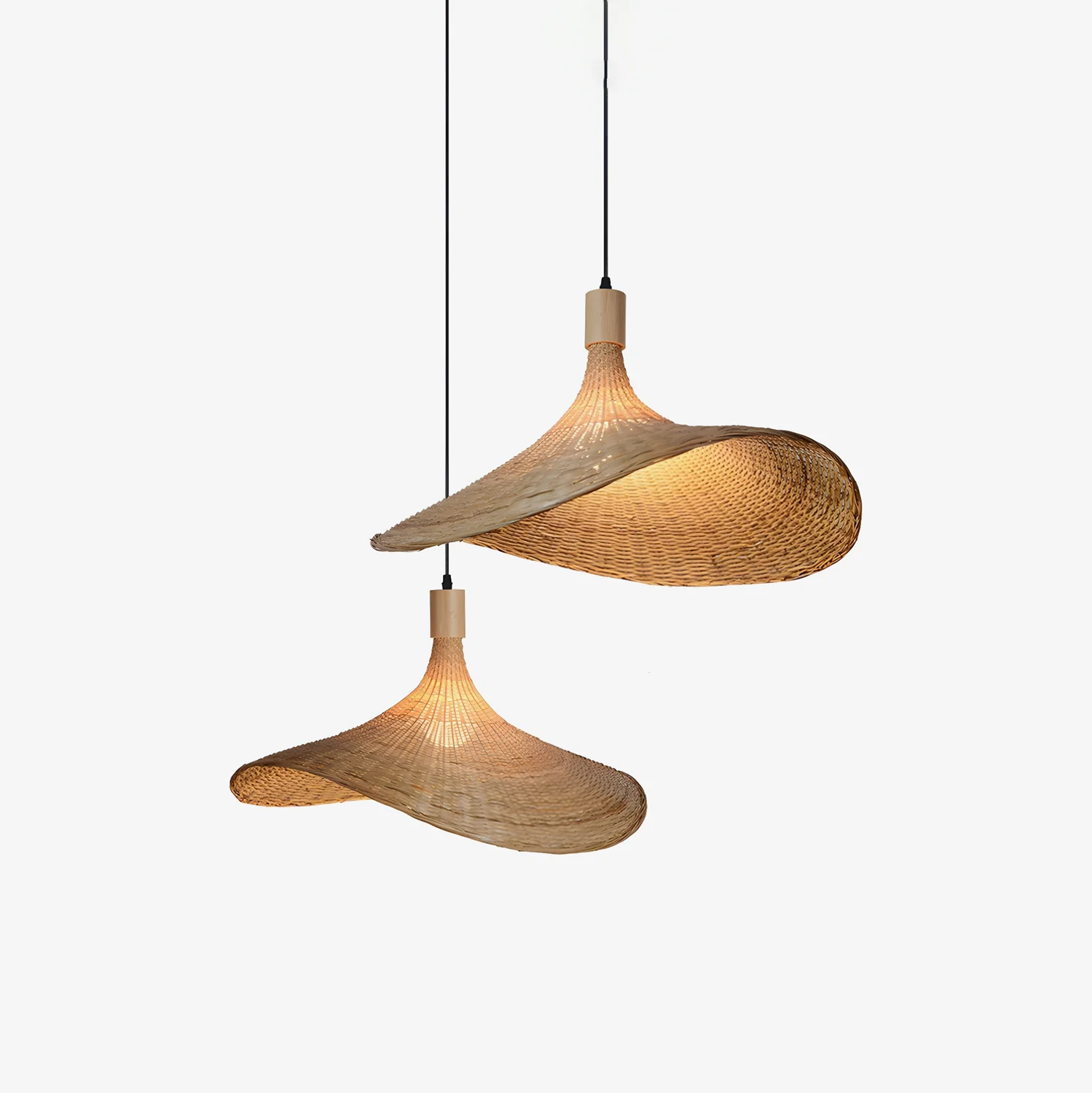 Подвесной светильник Rattan Weave Hat - ∅40см x 30см, натуральный ротанг