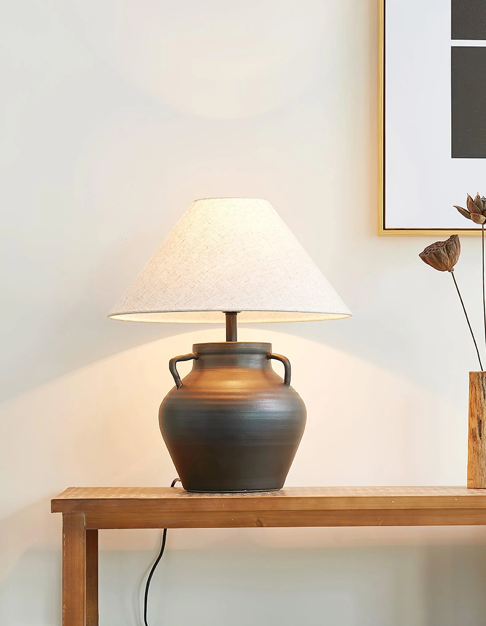 Old Wine Pot Table Lamp - ∅ 15.7″ x H 18.1″ / Dia 40cm x H 46cm / Black / US plug
