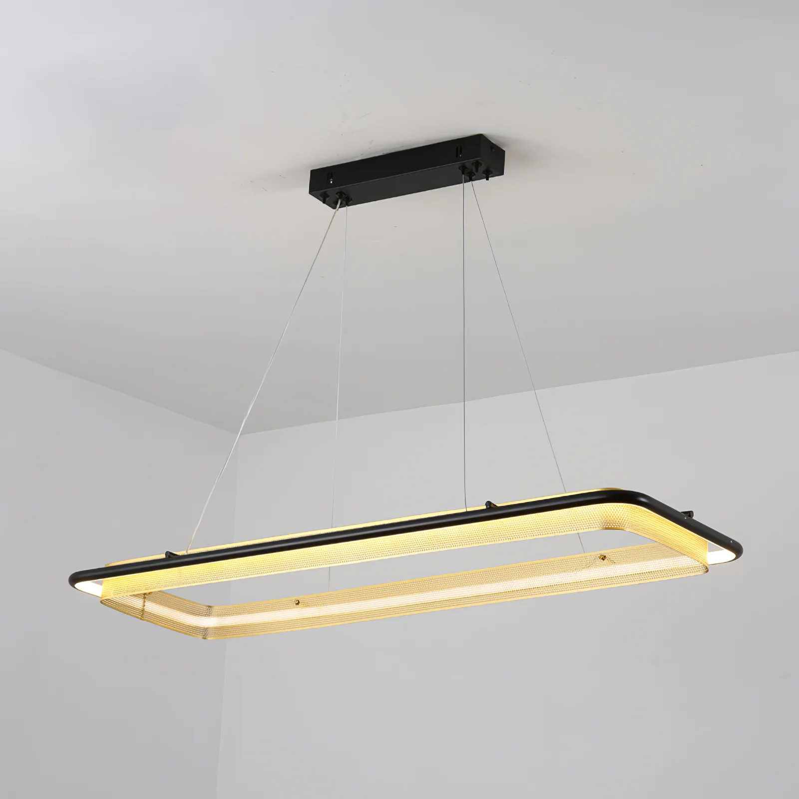Люстра Acrylic LED Round - 3 яруса: ∅60см + ∅80см + ∅100см, черный, янтарь, теплый свет
