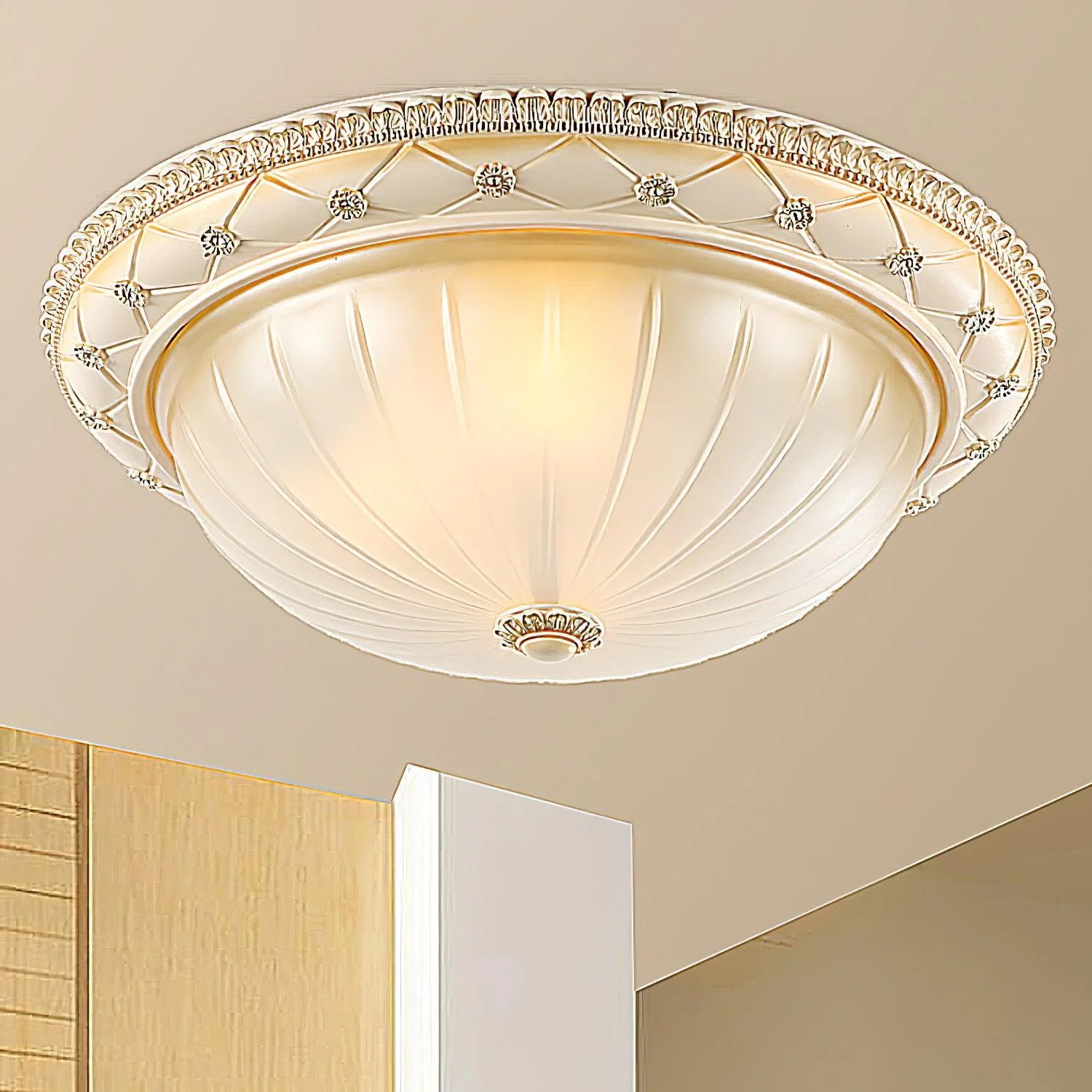 Потолочный светильник Essentials Flush - ∅40см x 20см, бежевый, теплый свет