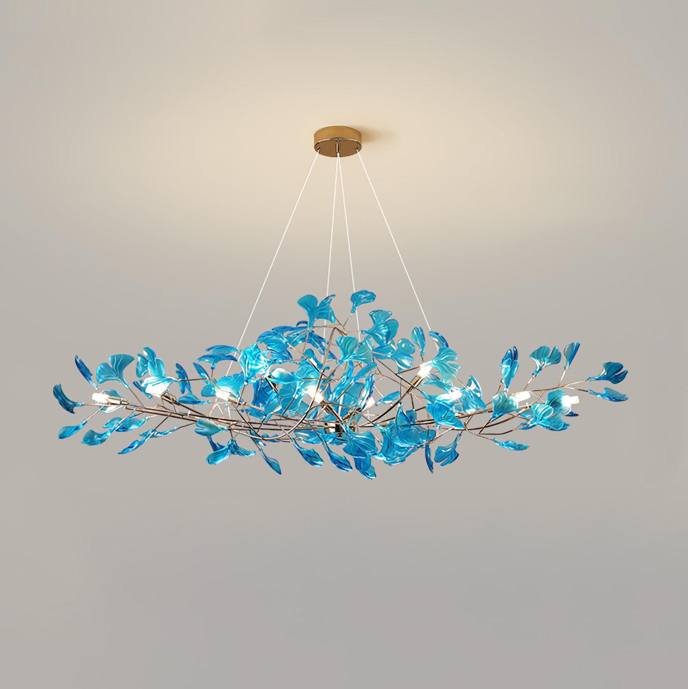 Люстра Acrylic Ginkgo Leaf - 150см x 45см х 45см, золотой, королевский синий
