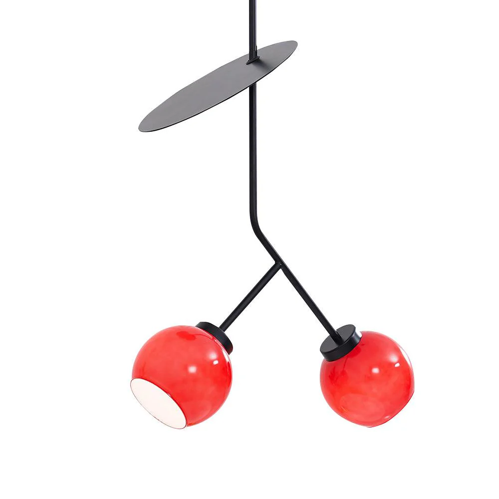 Подвесной светильник Cherry - ∅25см x 50см, черный, красный