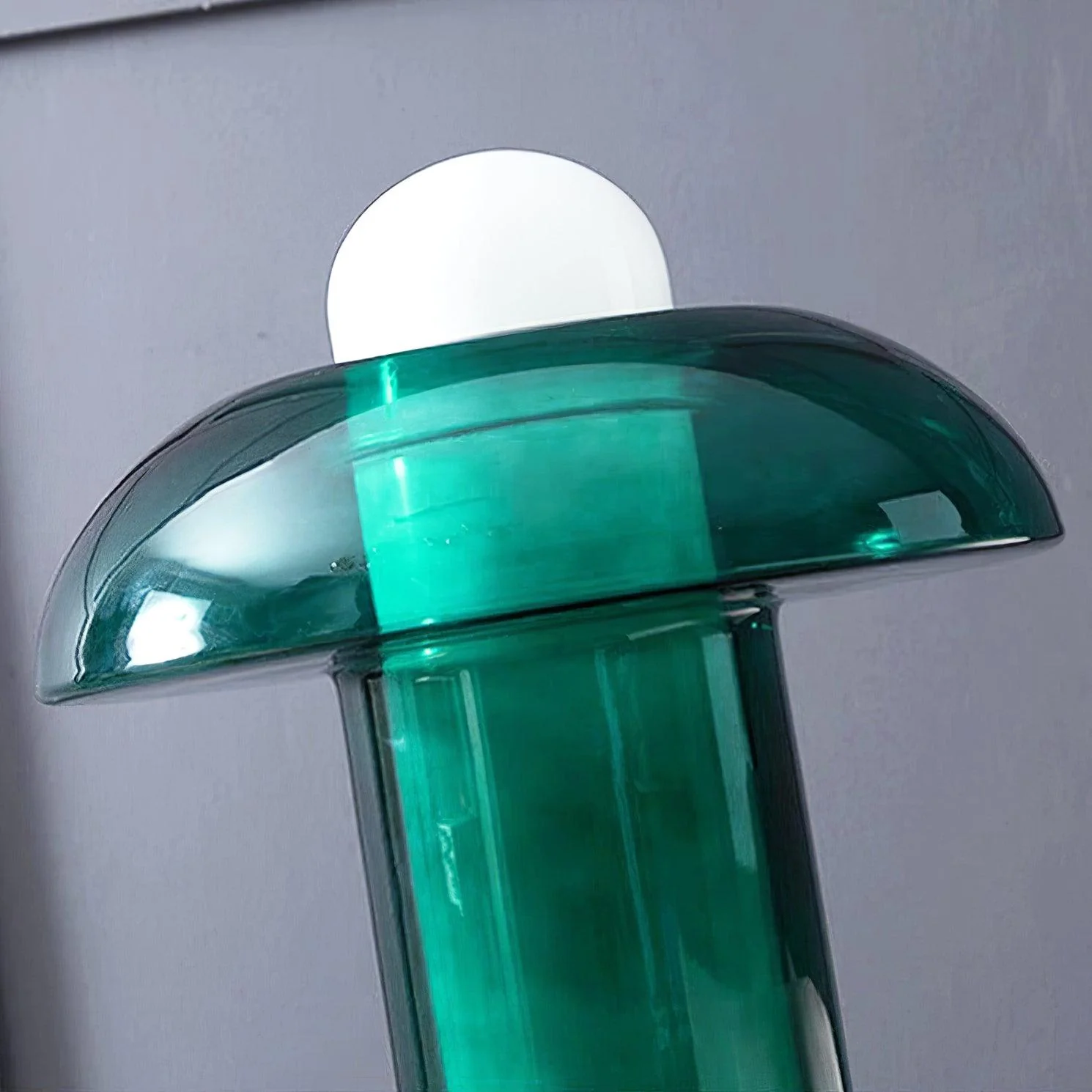 Glass Mushroom Table Lamp - ∅ 11.8″ x H 19.7″ / Dia 30cm x H 50cm / Green & White & Gold / US plug